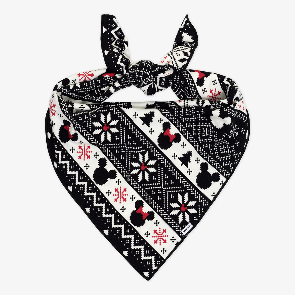 Flat lay image of a Mickey Fair Isle pet bandana 