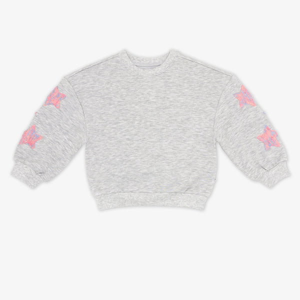 Flat lay image of the Light Heather Gray Drop Shoulder Crewneck