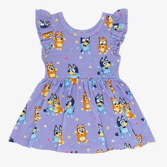 Flat lay image of the Bluey & Bingo Flutter Twirl Dress with Bodysuit