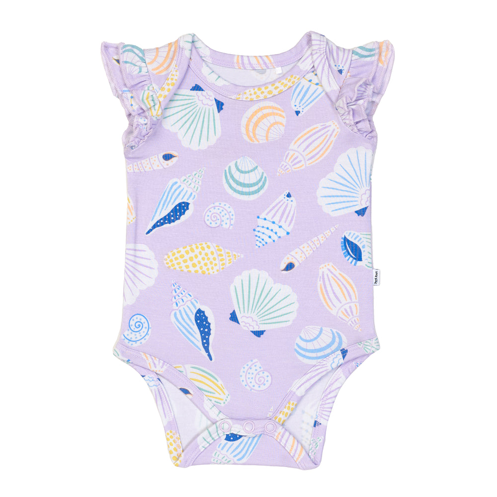 Flat lay image of a Sandy Treasures flutter bodysuit