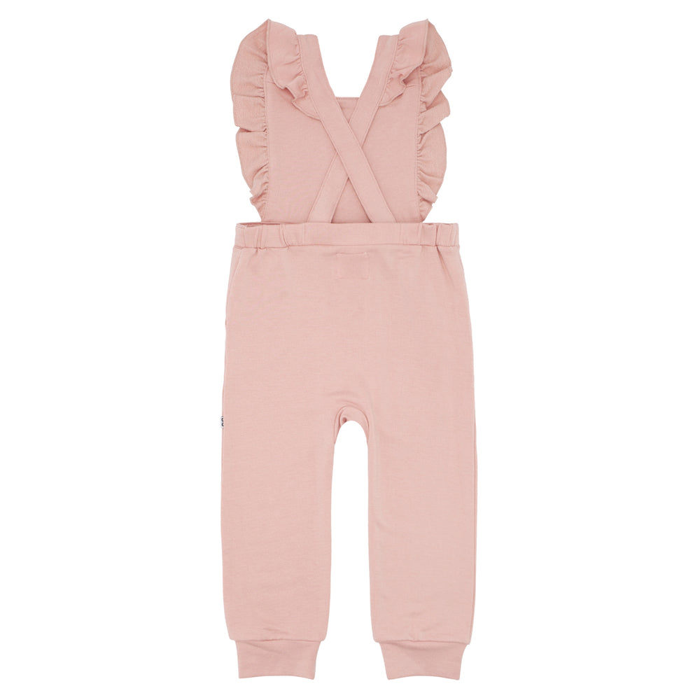 Alternate flat lay image of a Mauve Blush ruffle overall