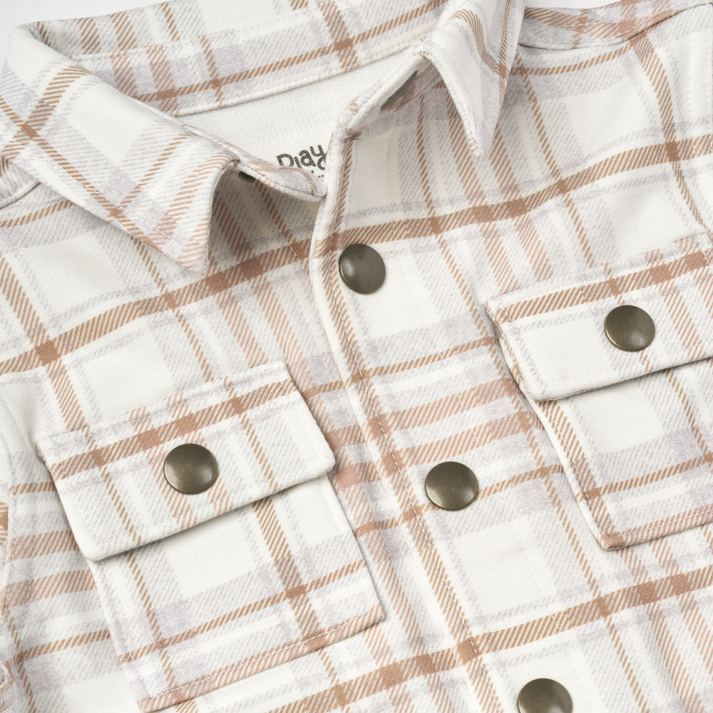 Close up flat lay image of Canyon Plaid Shacket