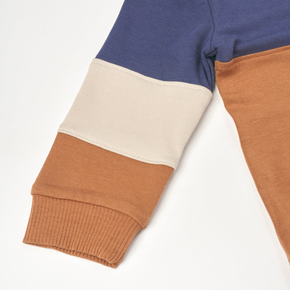 Close up flat lay image of Caramel Colorblock Relaxed Panel Tee