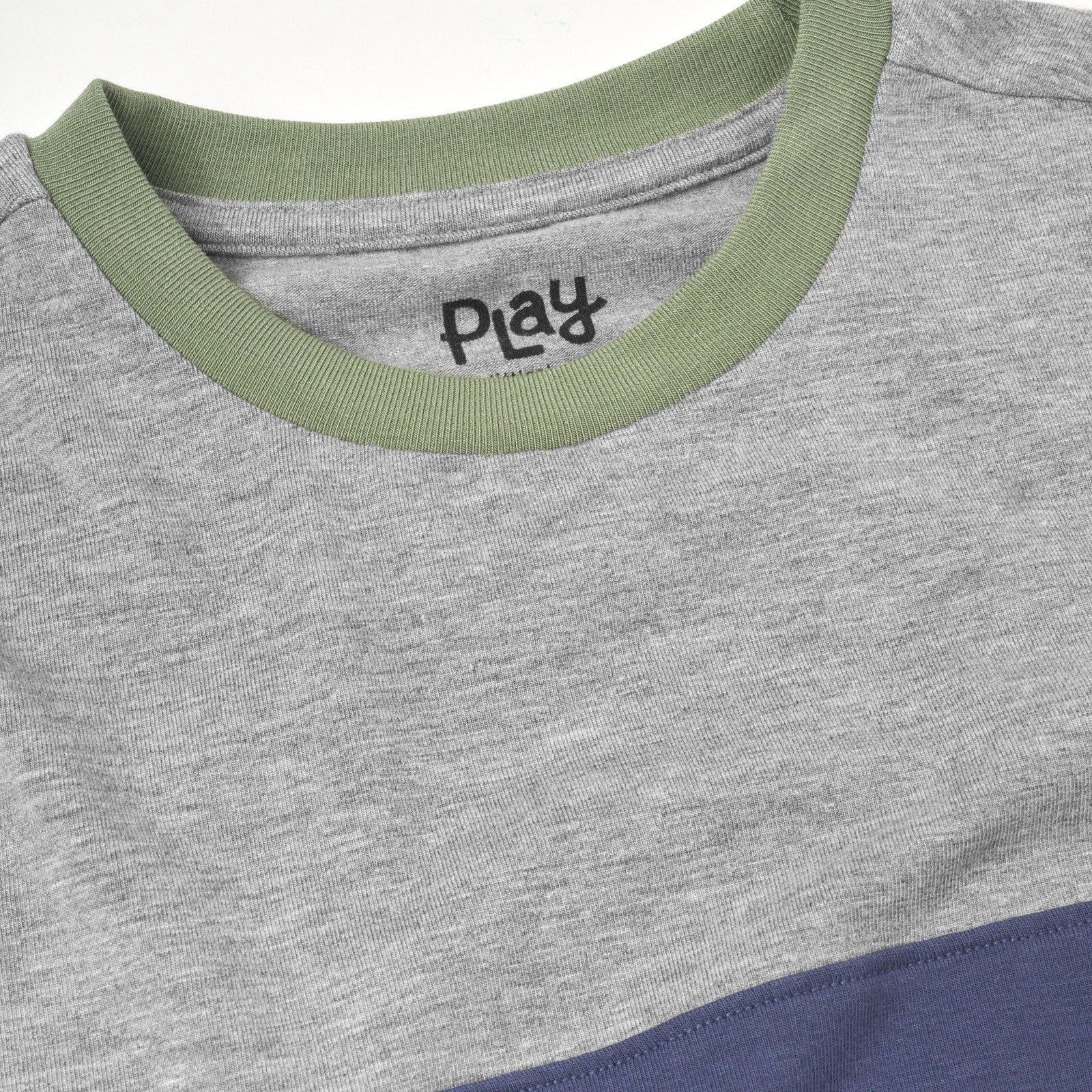 Close up flat lay image of Vintage Navy Colorblock Relaxed Panel Tee