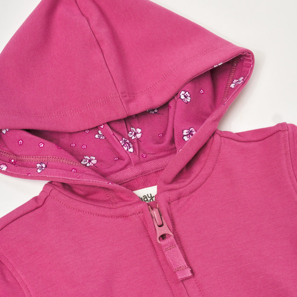 Close up flat lay image of Berry Rose Ruffle Hoodie