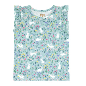Flat lay image of a Bunny Blossom flutter tee