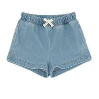 Flat lay image of Light Blue Denim shorts