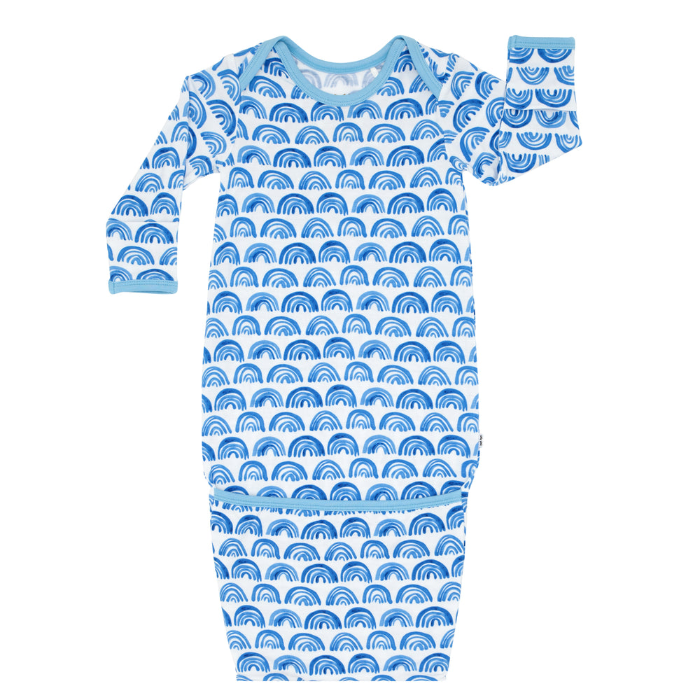 Flat lay image of a Blue Rainbows Infant Gown