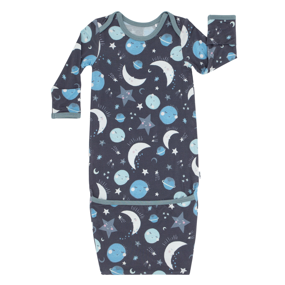 Flat lay of the Blue To the Moon & Back Infant Gown