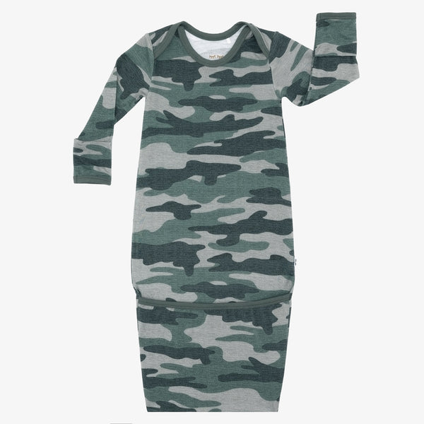 Flat lay image of the Vintage Camo Infant Gown