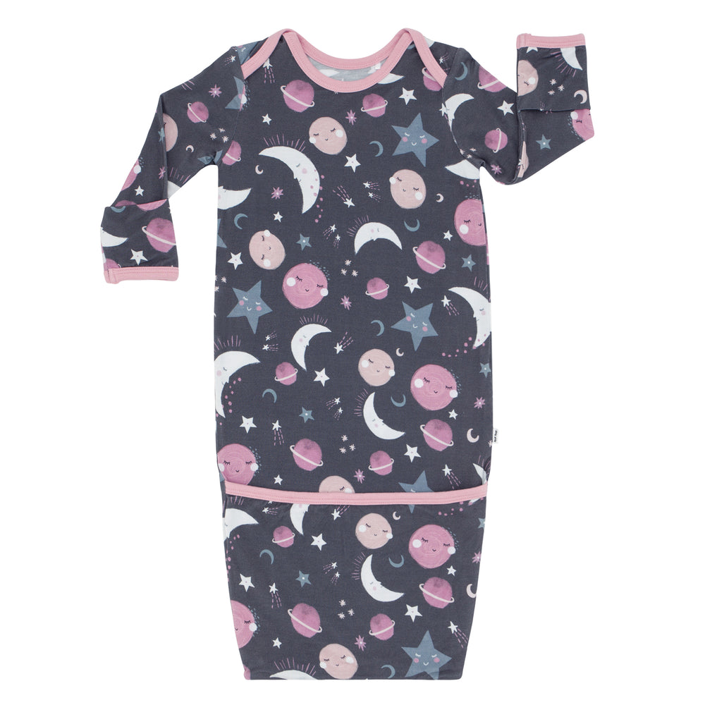Flat lay image of a Pink To the Moon and Back Infant Gown