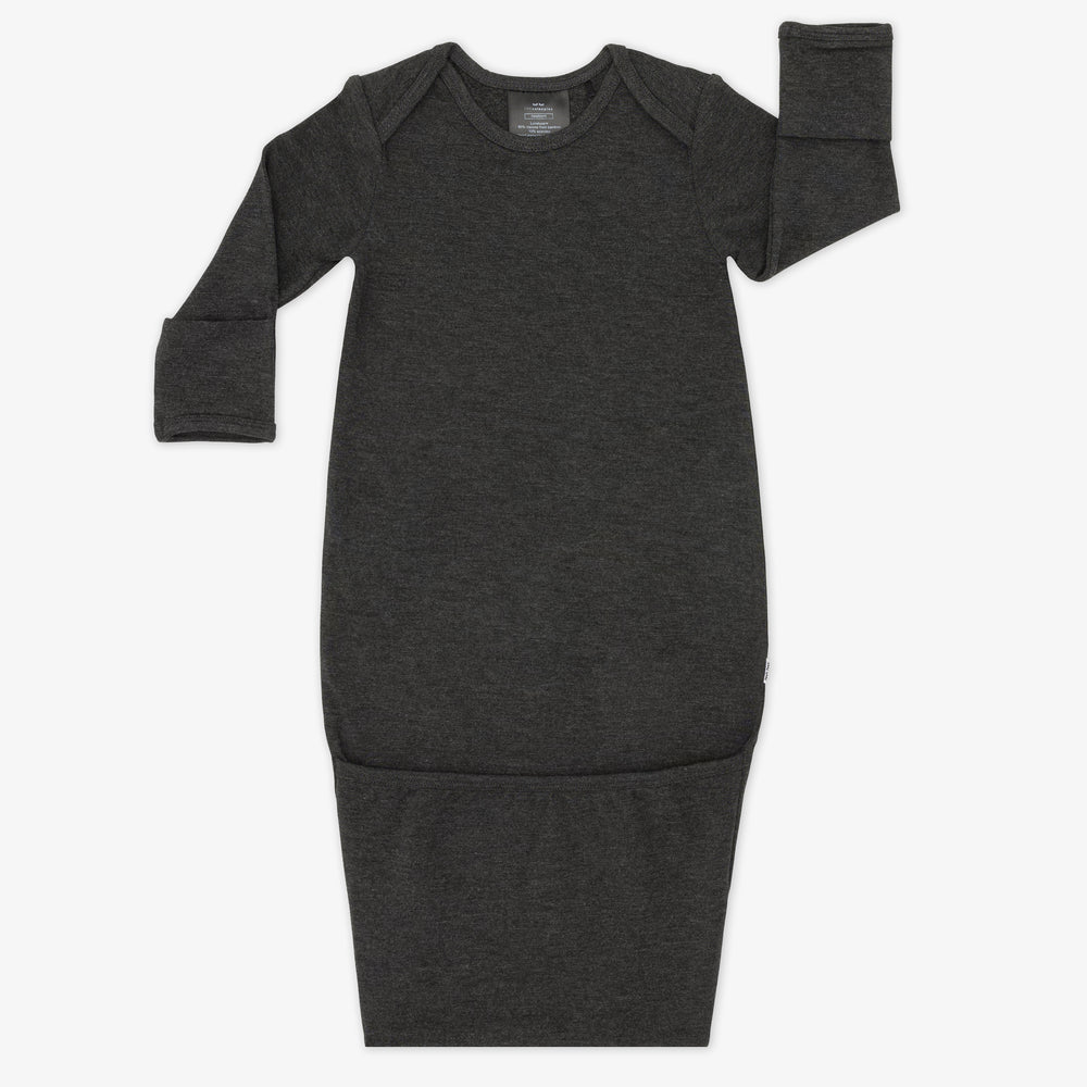 Flat lay image of a Cozy Heather Black infant gown