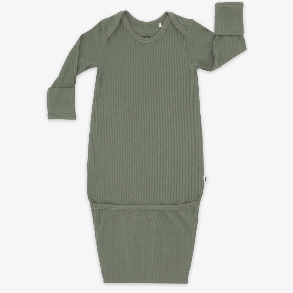 Flat lay image of the Moss Ribbed Infant Gown