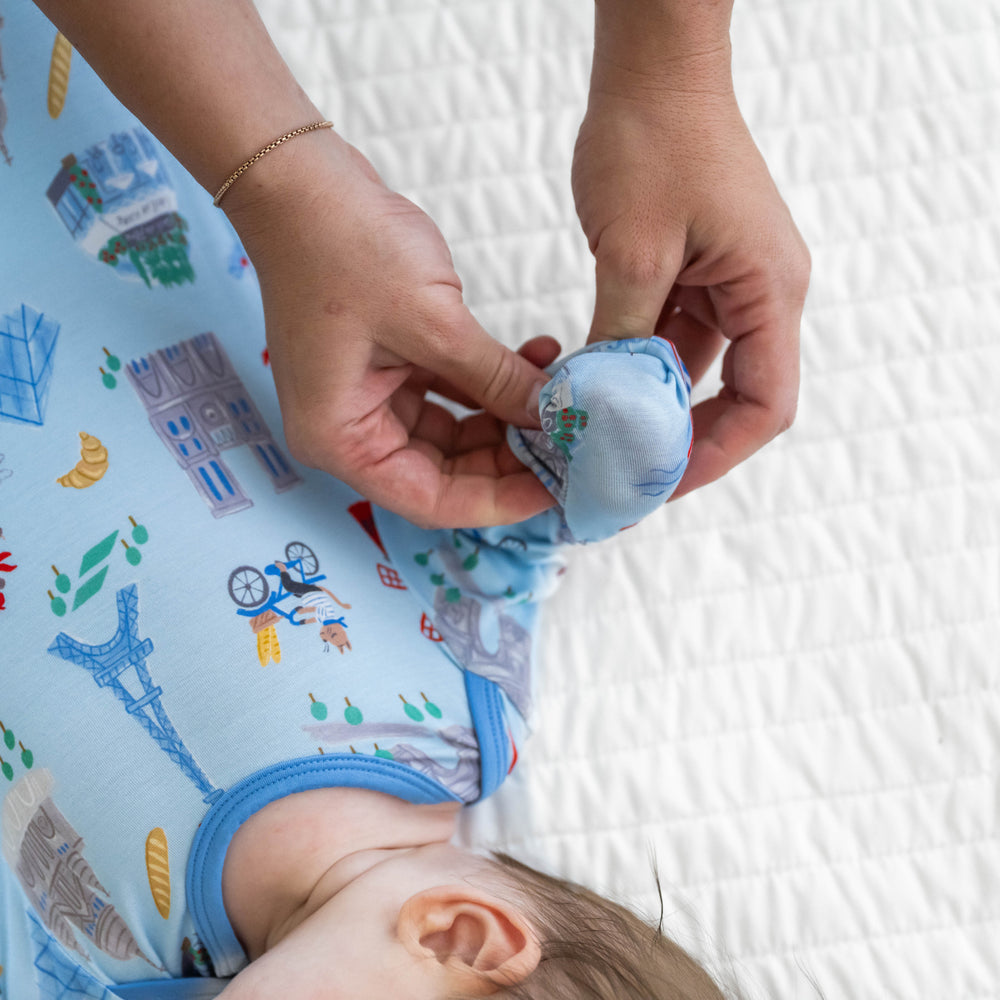 Alternative image of the sleeve detail on the Blue Weekend in Paris Infant Gown