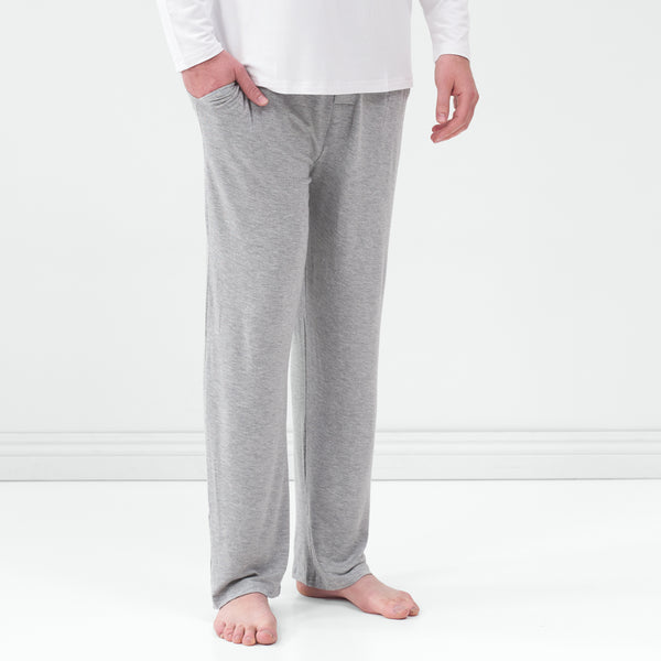 Standing man wearing the Heather Gray Men's Pajama Pants