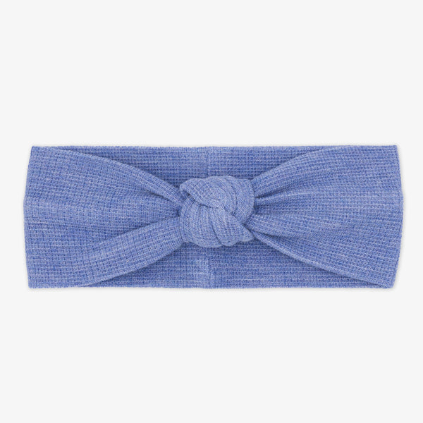 Flat lay image of a Heather Lilac Waffle Knotted Headband