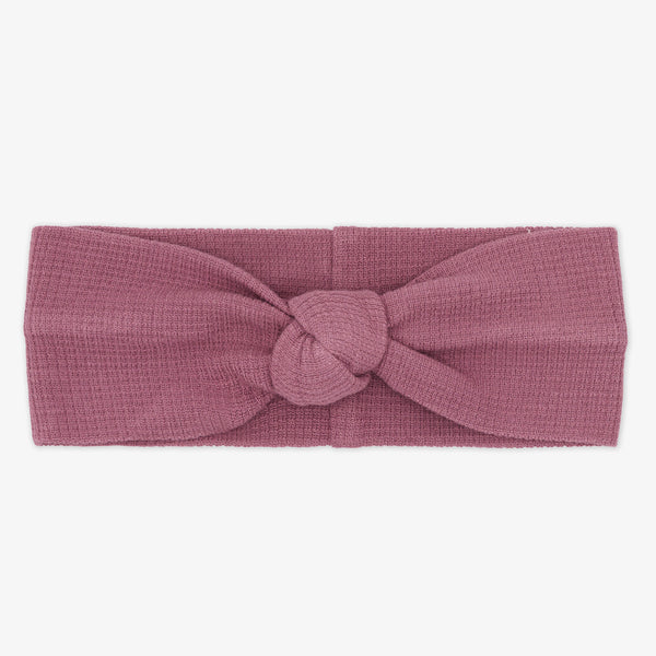 Flat lay image of a Dusty Plum Waffle Knotted Headband