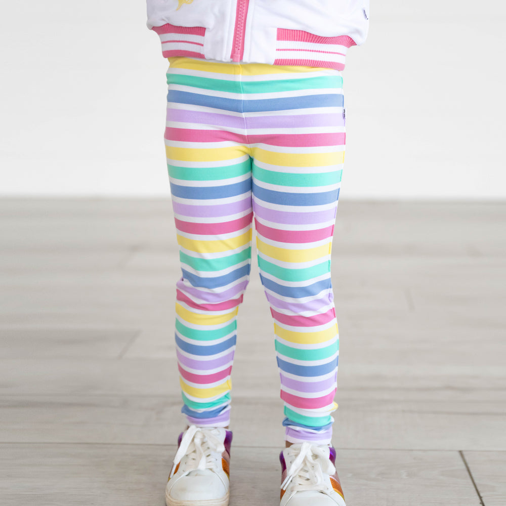 Child wearing the Rainbow Stripes Legging
