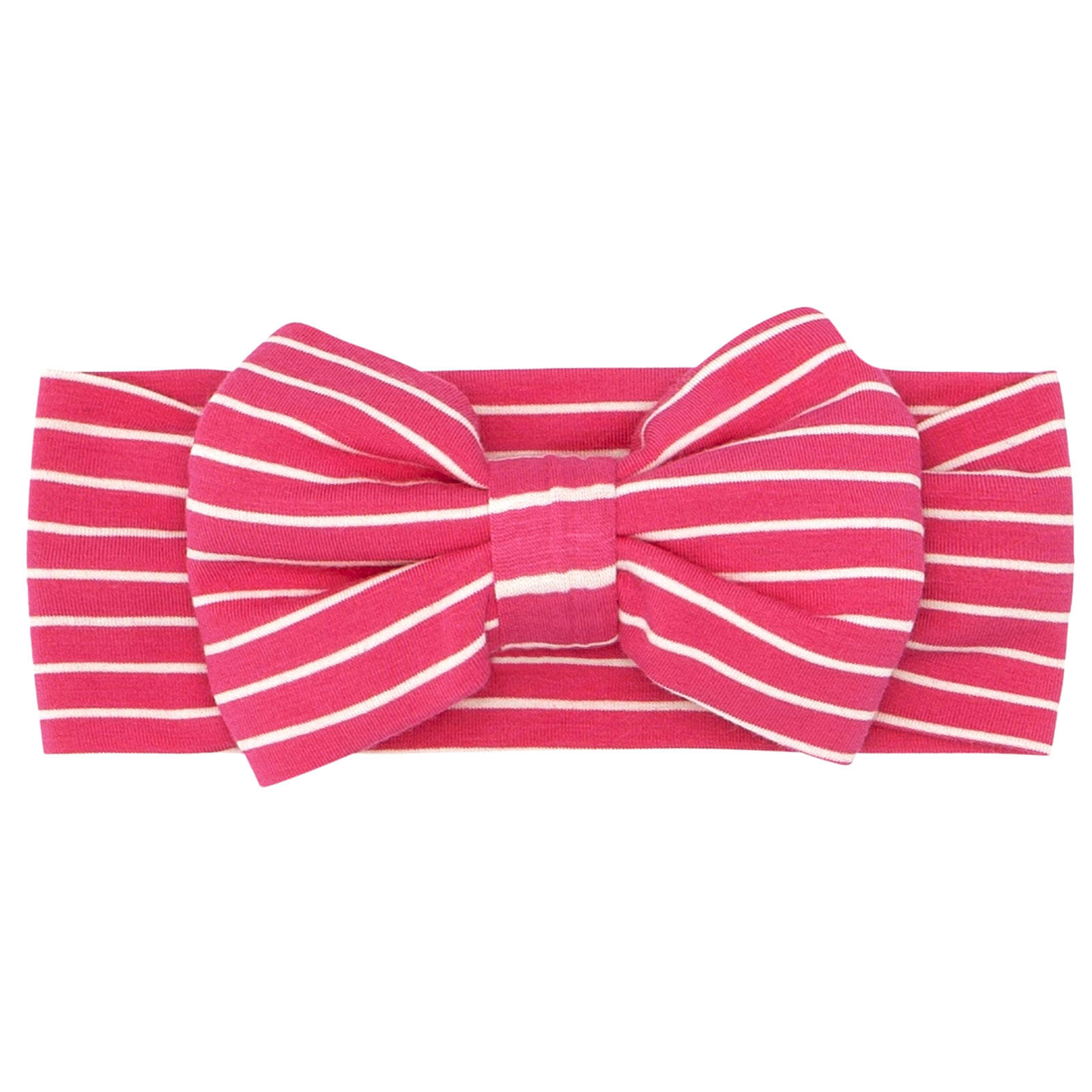 Flat lay image of a Pink Punch Stripes luxe bow headband