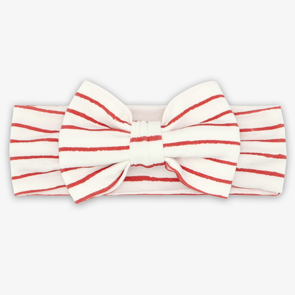 Flat lay image of the Sketchbook Stripes Luxe Bow Headband