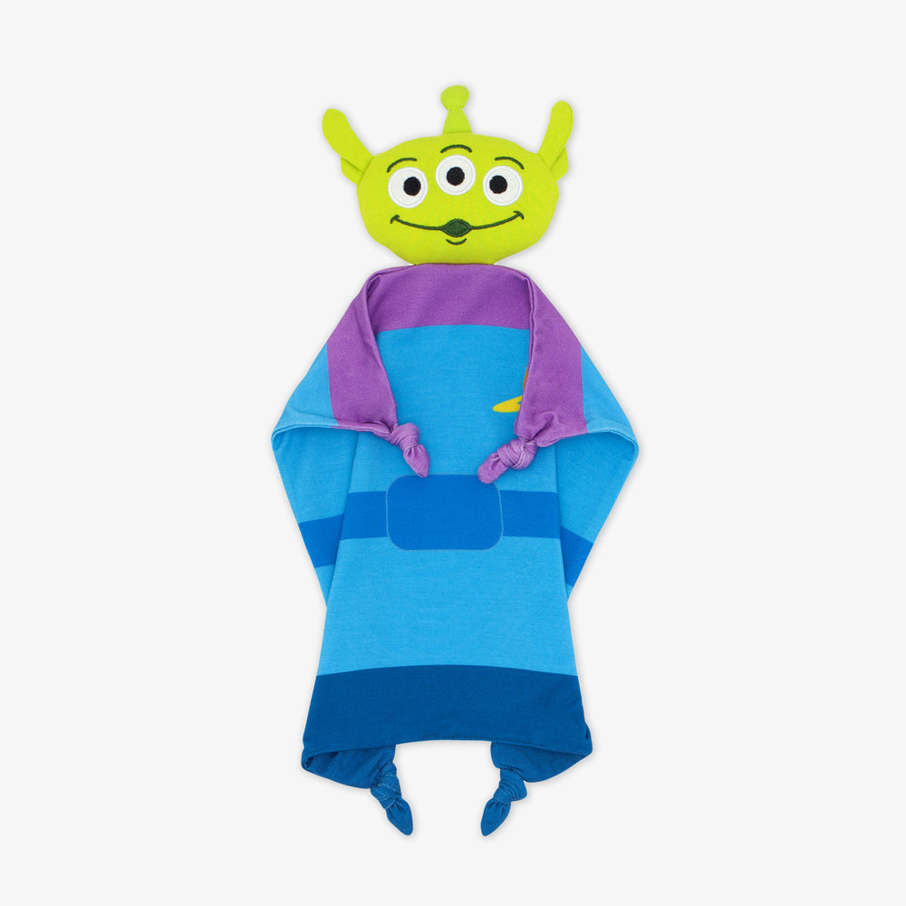 Flat lay image of a Disney Toy Story Alien lovey