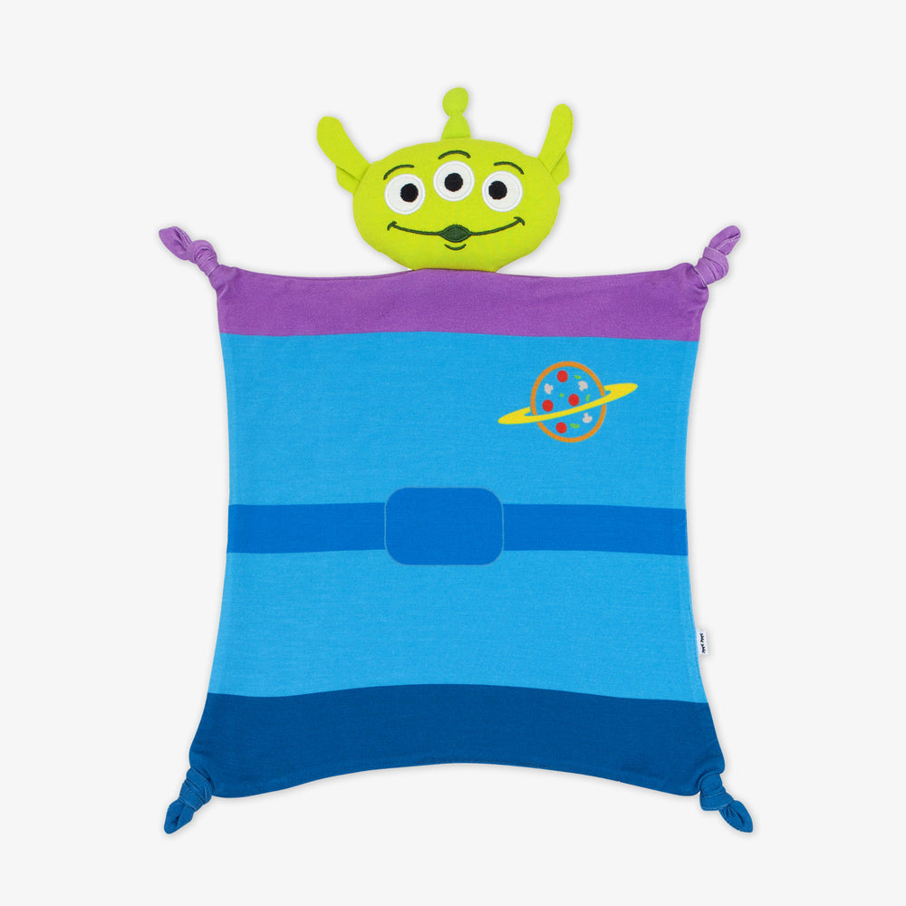 Flat lay image of a Disney Toy Story Alien lovey