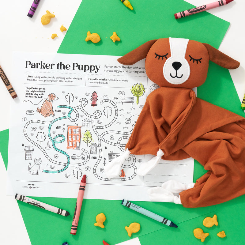 Puppy lovey with coloring sheet