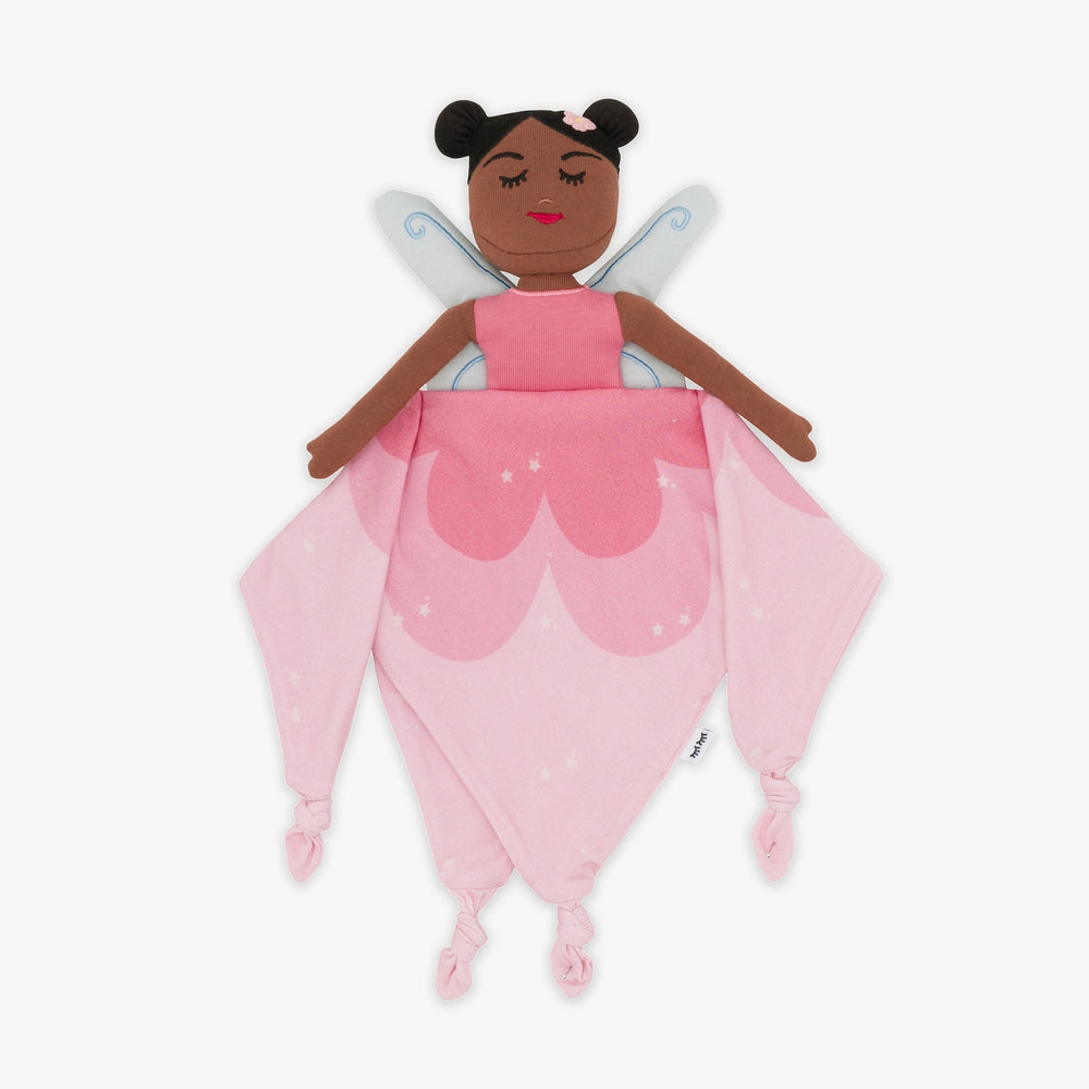 Flat lay image of the Flora the Pink Fairy Sleepyhead Lovey