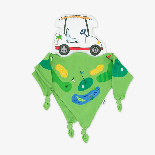 Flat lay image of Caddie the Golf Cart sleepyhead lovey