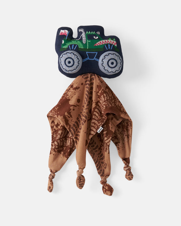 Flat lay of the Max the Monster Truck Sleepyhead Lovey