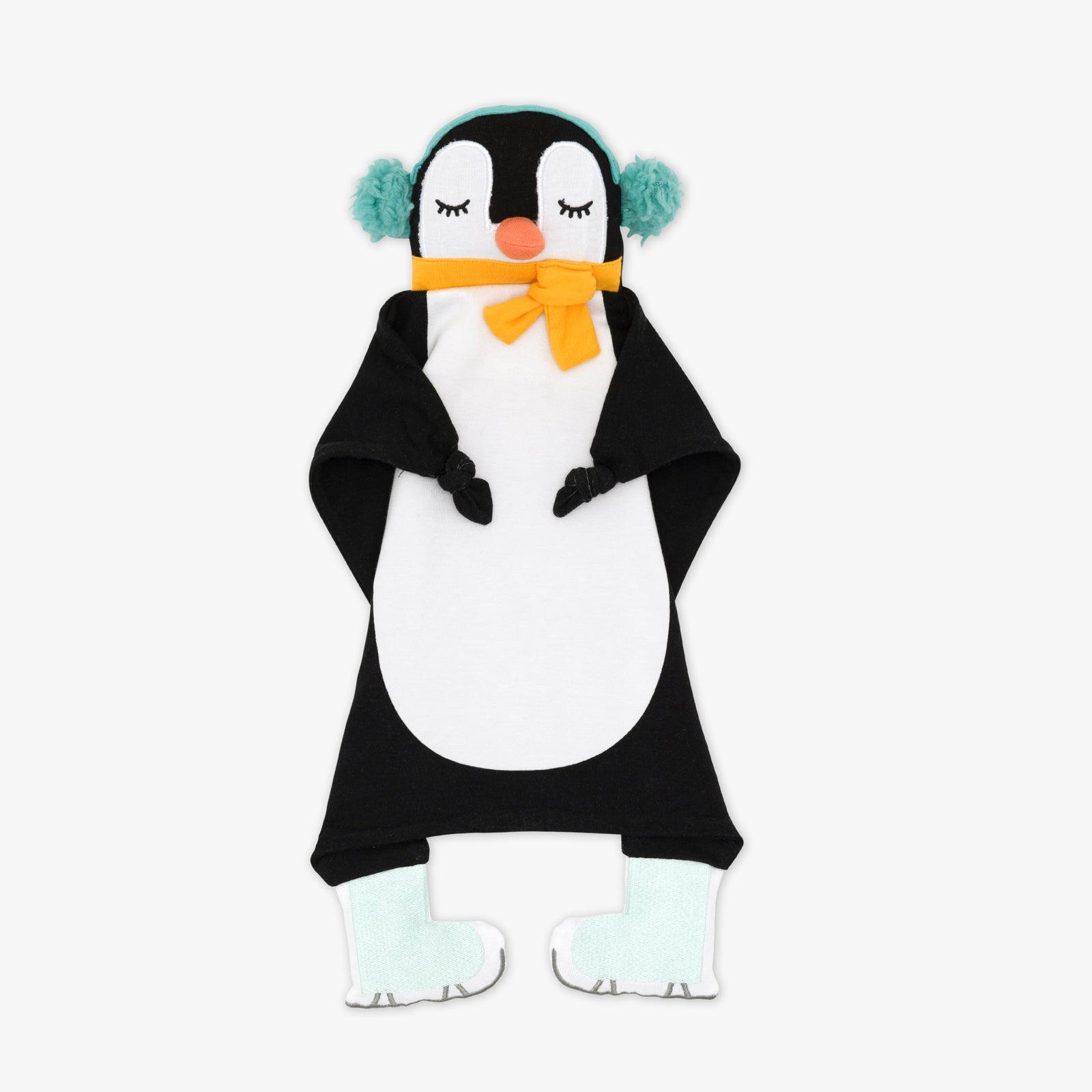 Flat lay image of a Tux the penguin lovey