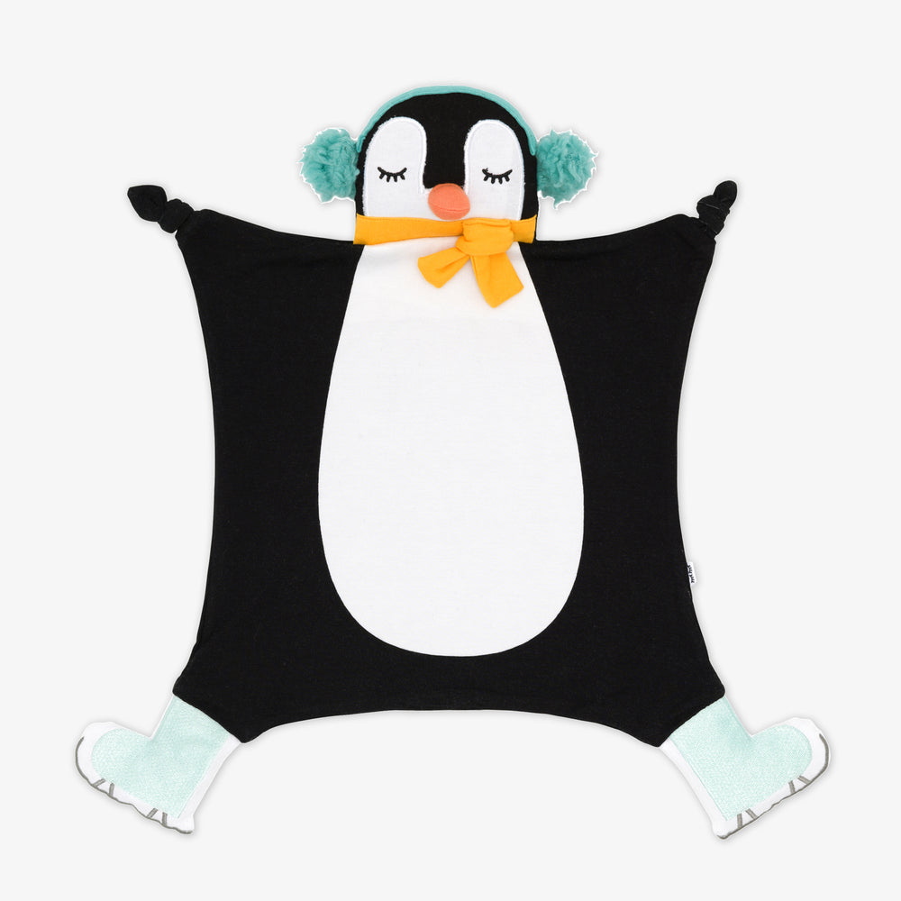 Alternate flat lay image of a Tux the penguin lovey