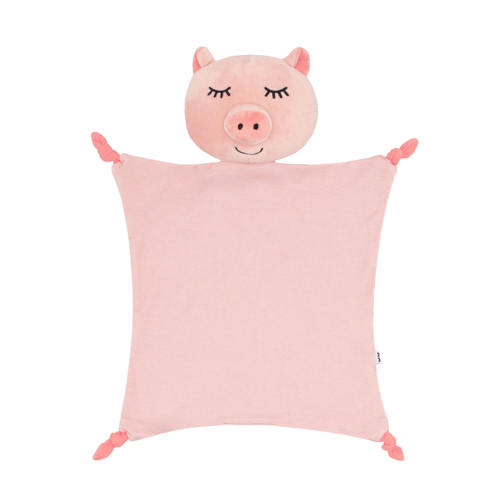 Flat lay image of a Pennie the Pig lovey