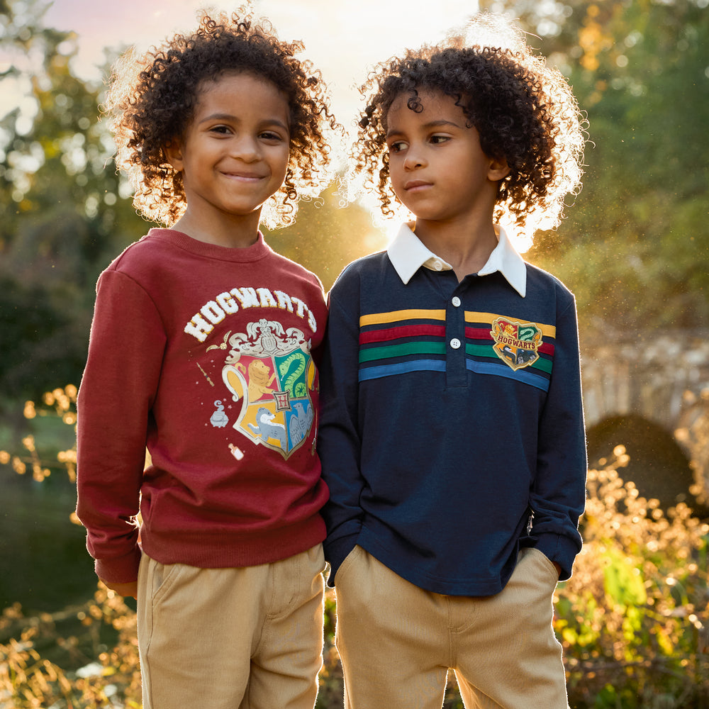 Image of two children wearing Harry Potter Play clothes