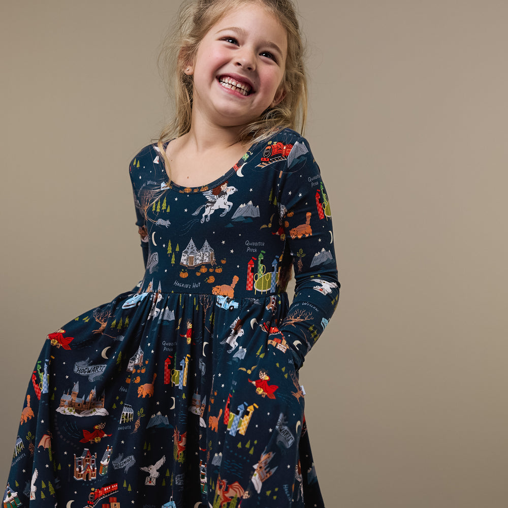 Image of a child wearing an Evening at Hogwarts Twirl Dress