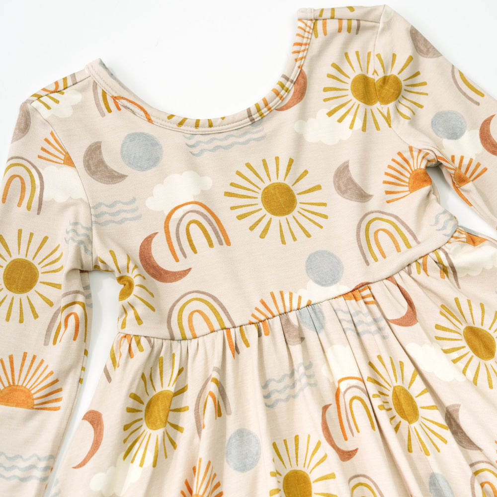 Close up detail shot of a Desert Sunrise Twirl Dress