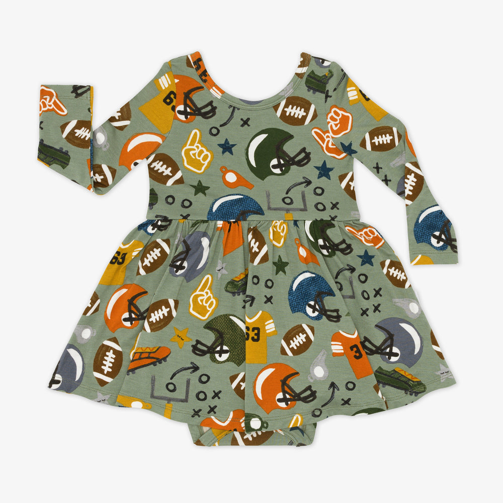 Flat lay image of a Touchdown Time Twirl Dress with Bodysuit