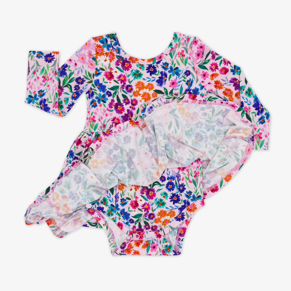 Alternate flat lay image of a Sweet Pea Floral Twirl Dress with Bodysuit