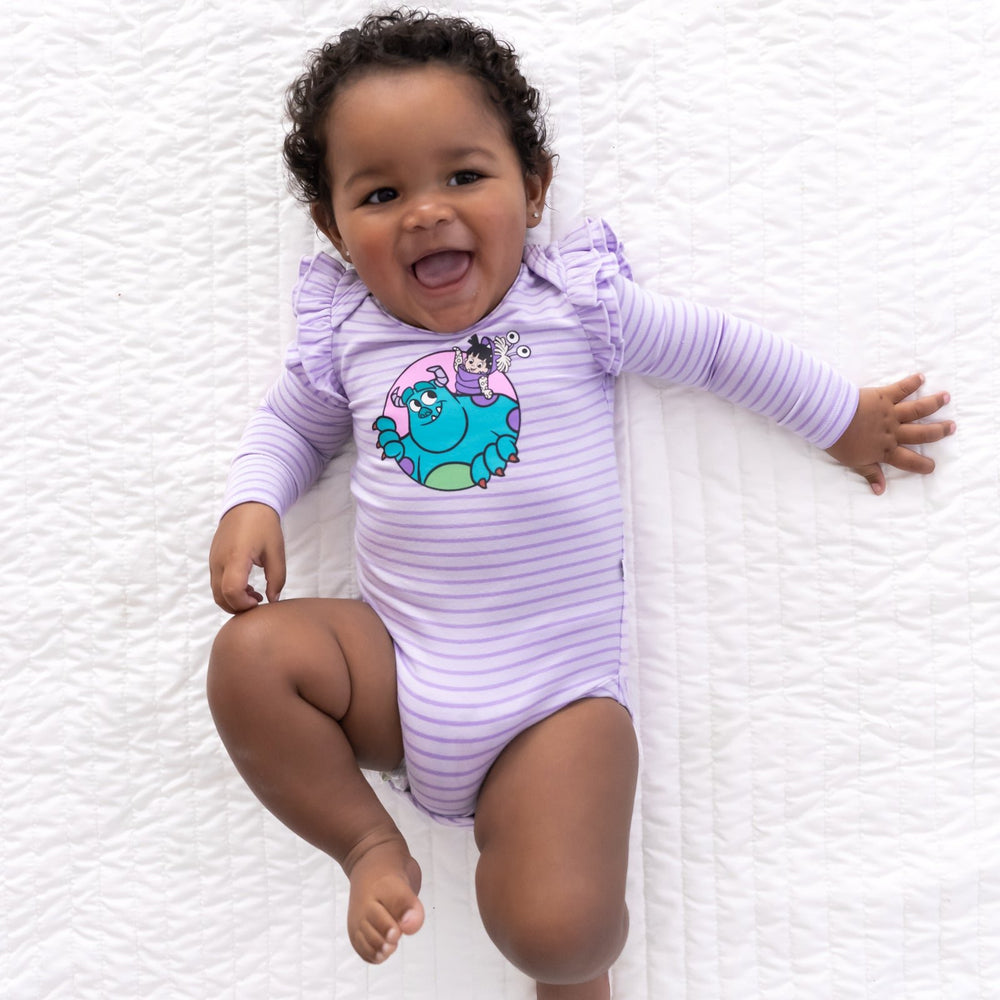 Top view image of the baby wearing the Disney Monsters, Inc. Flutter Bodysuit