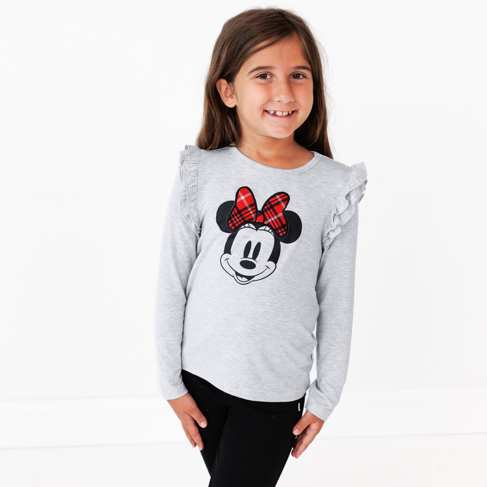 Alternate image of a child wearing a Vintage Minnie Flutter Tee and Black Denim Jegging