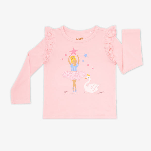 Flat lay image of Prima Pink Flutter Tee