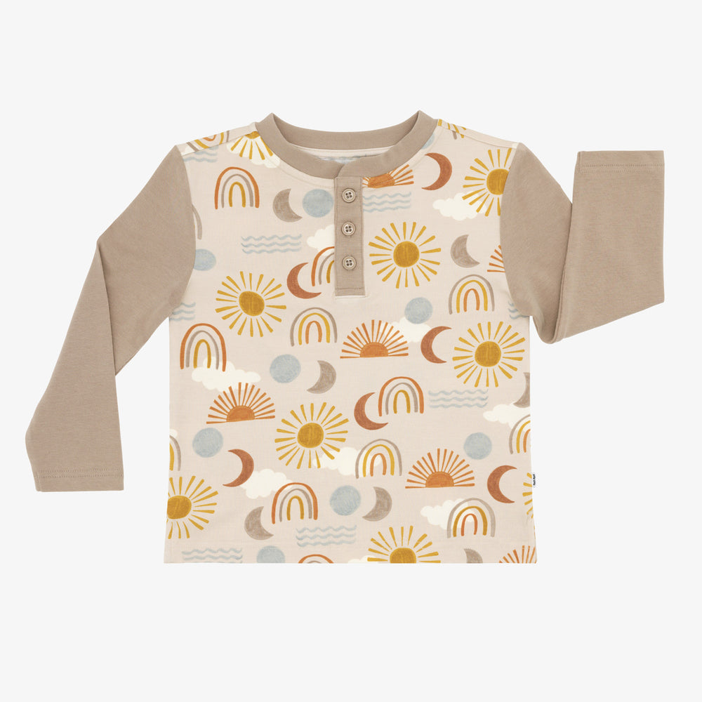 Flat lay image of a Desert Sunrise Henley Tee