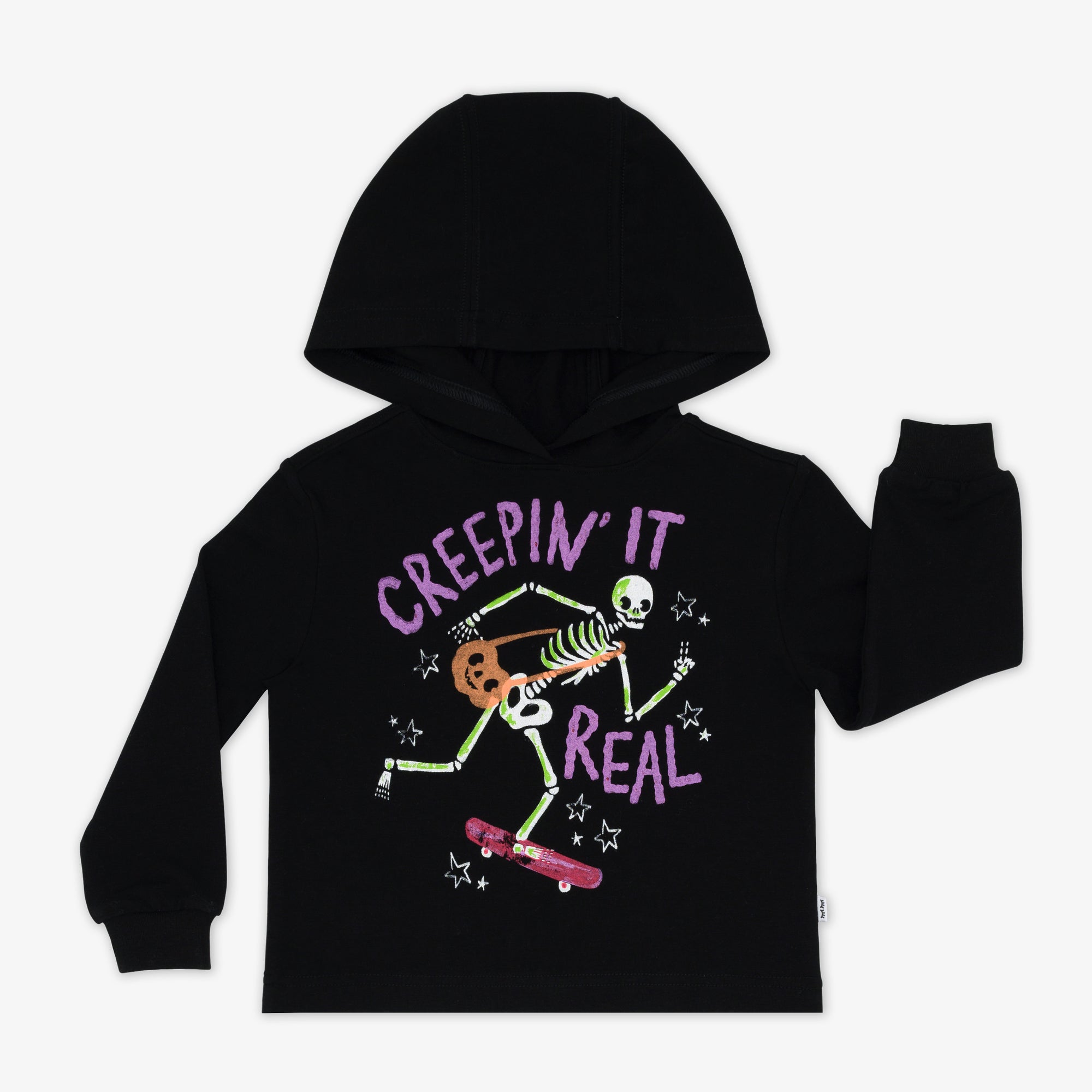 Flat lay image of a Creepin' It Real Hooded Tee