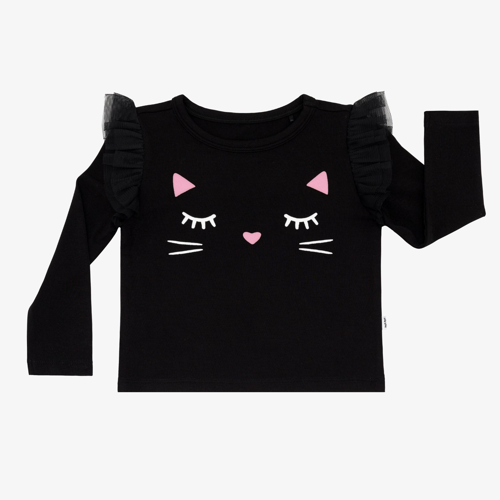 Flat lay image of the Black Cat Graphic Flutter Tee