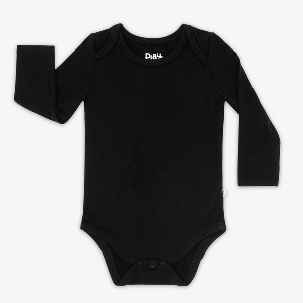 Flat lay image of the Black Long Sleeve Bodysuit