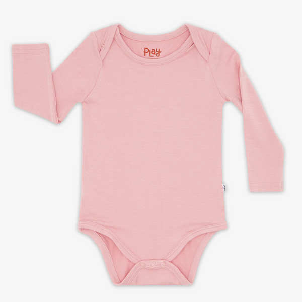 Flat lay image of the Mauve Blush Long Sleeve Bodysuit