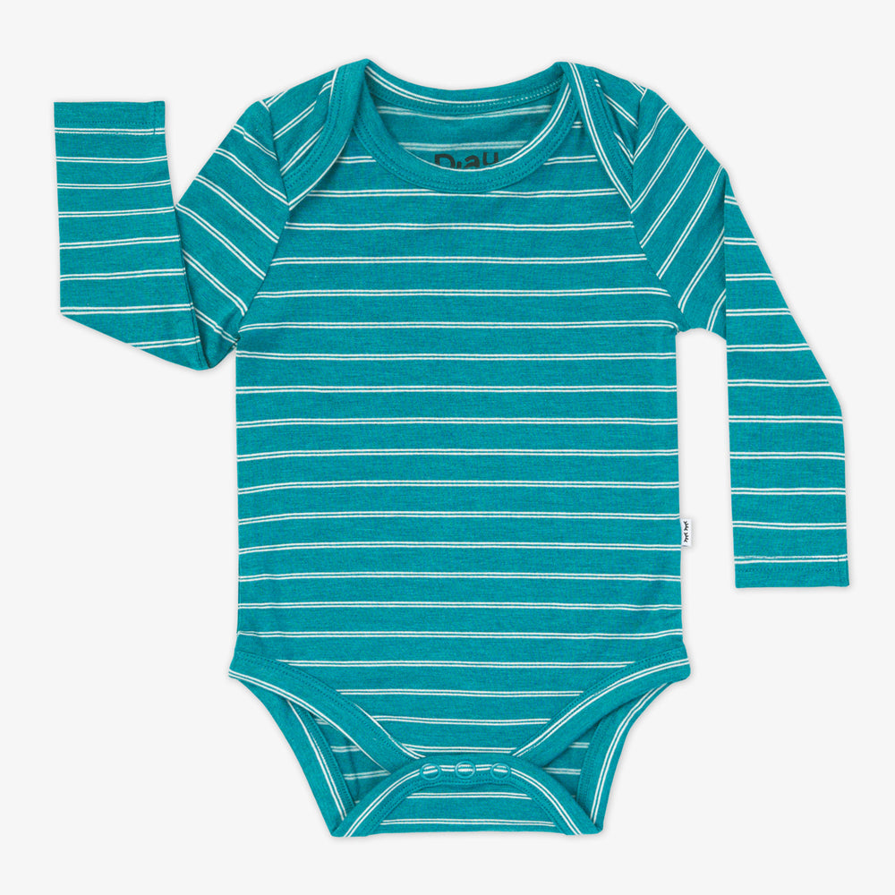 Flat lay image of the Glacier Stripes Bodysuit