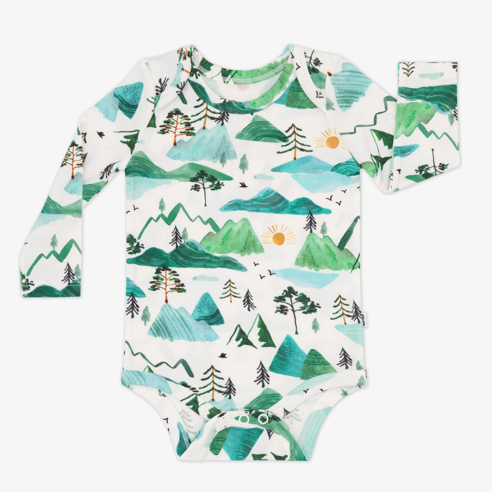 Flat lay image of a Mountain Mist Bodysuit