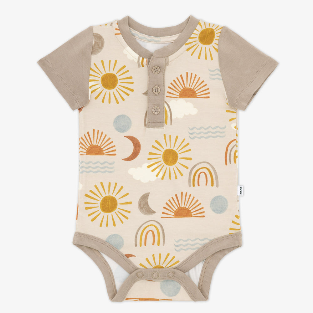 Flat lay image of a Desert Sunrise Henley Bodysuit