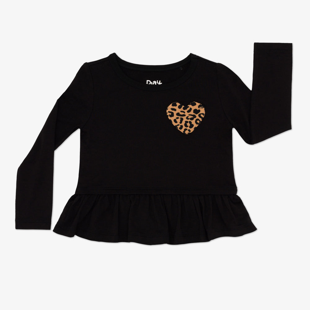 Flat lay image of the Classic Leopard Pocket Peplum Tee